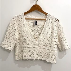 Topshop White Crochet Boho Crop Top